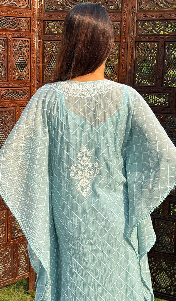 Women's Lucknowi Handcrafted Mul Chanderi Chikankari Kaftaan - HONC0249062