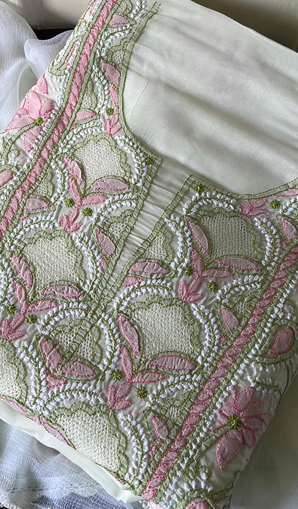 Women's Lakhnavi Handcrafted Cotton Chikankari Suit Material - HONC0284972
