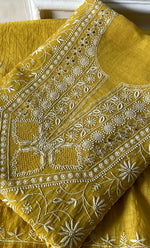 Load image into Gallery viewer, Women&#39;s Lakhnavi Handcrafted Tissue Chanderi Unstitched Chikankari Kurta And Dupatta Set - HONC0270060
