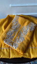 Load image into Gallery viewer, Nyla Women's Lakhnavi Handcrafted Mul Chanderi Unstitched Chikankari Full Suit Material - HONC0353146