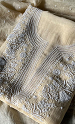 Load image into Gallery viewer, Jazba Women&#39;s Lakhnavi Handcrafted Mul Chanderi UnStitched Kurta And Dupatta Set - HONC0301698
