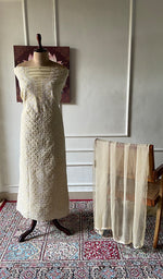 将图像加载到图库查看器中， Women's Lakhnavi Handcrafted Cotton Unstitched Chikankari Suit Material - HONC0367380