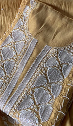 Load image into Gallery viewer, Women's Lakhnavi Handcrafted Mul Chanderi Unstitched Kurta And Dupatta Set