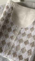 将图像加载到图库查看器中， Women's Lakhnavi Handcrafted Pure Organza Chikankari Unstitched Kurta And Dupatta Set- HONC0341955