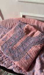 Load image into Gallery viewer, Women's Lakhnavi Handcrafted Mul Chanderi Unstitched Kurta And Dupatta Set - HONC0320355