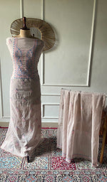 Load image into Gallery viewer, Zoha Women's Lakhnavi Handcrafted Mul Chanderi Unstitched Kurta And Dupatta Set- HONC0365499