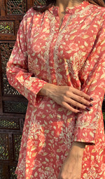 Load image into Gallery viewer, Shama Women&#39;s Lakhnavi Handcrafted Cotton Chikankari Kurta And Palazzo Set - HONC0250013
