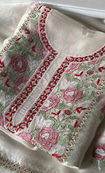 将图像加载到图库查看器中， Women&#39;s Lakhnavi Handcrafted Pure Organza Chikankari Unstitched Kurta And Dupatta Set- HONC0319583
