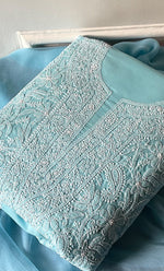 Load image into Gallery viewer, Women's Lakhnavi Handcrafted Unstitched Cotton Chikankari Suit Material - HONC0320311