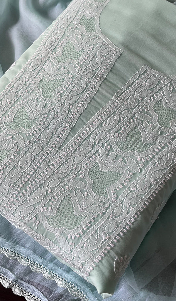 Women's Lakhnavi Handcrafted Cotton Chikankari Suit Material - HONC0291822