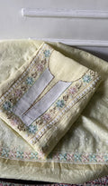 Nitara Women's Lakhnavi Handcrafted Mul Chanderi Unstitched Chikankari Full Suit Material - HONC0365830