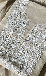 Load image into Gallery viewer, Women's Lakhnavi Handcrafted Tissue Chanderi Unstitched Kurta And Dupatta Set - HONC0267132