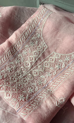 Load image into Gallery viewer, Women&#39;s Lakhnavi Handcrafted Pure Organza Chikankari Unstitched Kurta And Dupatta Set- HONC0303192
