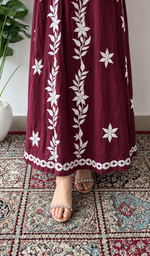 Women's Lucknowi Handcrafted Cotton Chikankari Dress - HONC060141