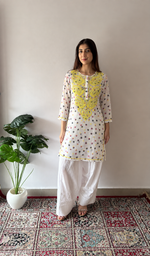 Women's Lucknowi Handcrafted Chiffon Chikankari Kurti- HONC056324