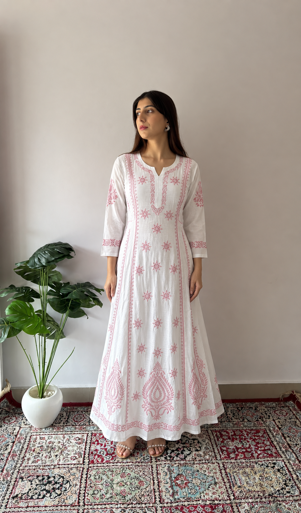 Divya Women's Lucknowi Handcrafted Cotton Chikankari Kurti - HONC0213372