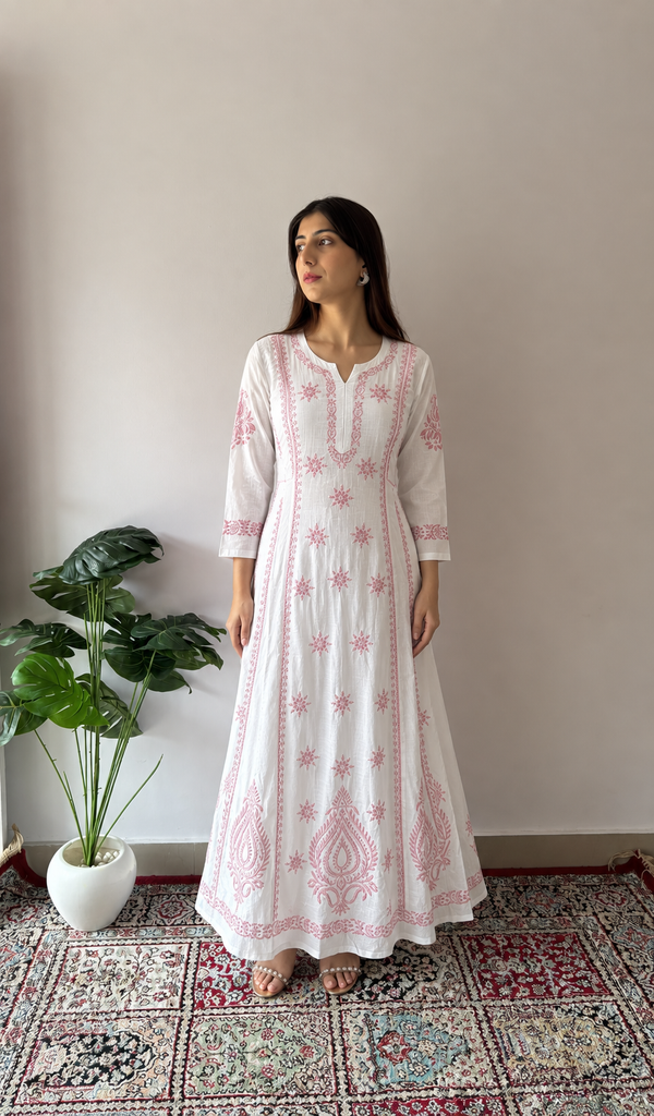 Divya Women's Lucknowi Handcrafted Cotton Chikankari Kurti - HONC0213372