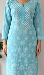 Women's Lucknowi Handcrafted Cotton Chikankari Kurti- HONC392373