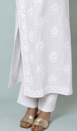 Women's Lucknowi Handcrafted Mul Cotton Chikankari Kurti- HONC0158917