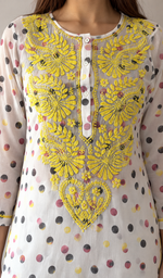 Women's Lucknowi Handcrafted Chiffon Chikankari Kurti- HONC056324