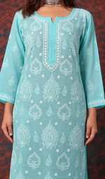 Women's Lucknowi Handcrafted Cotton Chikankari Kurti- HONC0392405