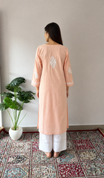 Women's Lucknowi Handcrafted Cotton Chikankari Kurti- HONC0141385