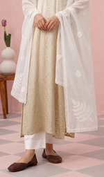 Women's Lucknowi Handcrafted Kota Cotton Chikankari Dupatta - HONC0386482