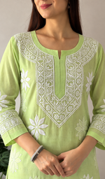 Aafia Women's Lucknowi Handcrafted Cotton Chikankari Kurti - HONC0162964