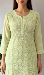 Women's Lakhnavi Handcrafted Viscose Georgette Chikankari Kurti - HONC0181646