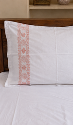 Lakhnavi Handcrafted Cotton Chikankari Bedsheet Set - HONC0364220