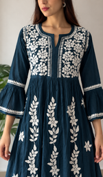 Women's Lucknowi Handcrafted Cotton Chikankari Kurti - HONC0114359
