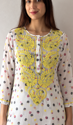 Women's Lucknowi Handcrafted Chiffon Chikankari Kurti- HONC056324