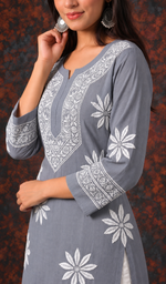 Aafia Women's Lucknowi Handcrafted Cotton Chikankari Kurti - HONC0162930