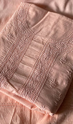 将图像加载到图库查看器中， Women's Lakhnavi Handcrafted Unstitched Cotton Chikankari Kurta Dupatta Set - HONC0362876
