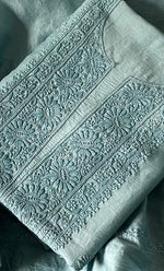 Load image into Gallery viewer, Women's Lucknowi Handcrafted Chanderi Silk Chikankari Full Suit Material - HONC0322712