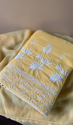 将图像加载到图库查看器中， Women's Lakhnavi Handcrafted Cotton Chikankari Kurta And Kurta Dupatta Set