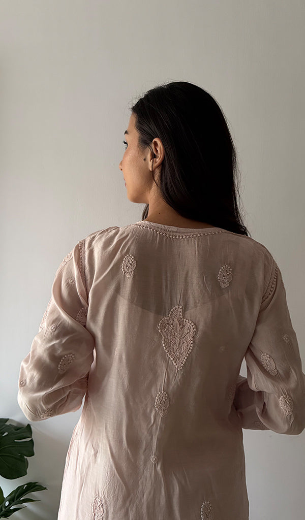 Women's Lakhnavi Handcrafted Modal Cotton Chikankari Kurti And Plazzo Set - HONC0371318