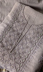 Load image into Gallery viewer, Women's Lakhnavi Handcrafted Mul Chanderi Unstitched Chikankari Full Suit Material - HONC0328112