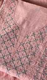 Load image into Gallery viewer, Women's Lakhnavi Handcrafted Mul Chanderi Unstitched Chikankari Full Suit Material - HONC0369250
