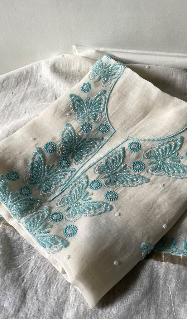 Titli Women's Lakhnavi Handcrafted Unstitchd Mul Chanderi Kurta And Dupatta Set - HONC0330019