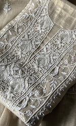 Women's Lakhnavi Handcrafted Tissue Chanderi Unstitched Chikankari Kurta And Dupatta Set - HONC0332771