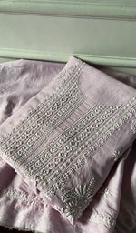 Load image into Gallery viewer, Women's Lakhnavi Handcrafted Chanderi Silk Unstitched Chikankari Full Suit - HONC0340146