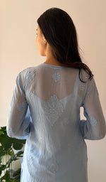 Load image into Gallery viewer, Yusra Women's Lakhnavi Handcrafted Viscose Georgette Chikankari Kurti- HONC0268917