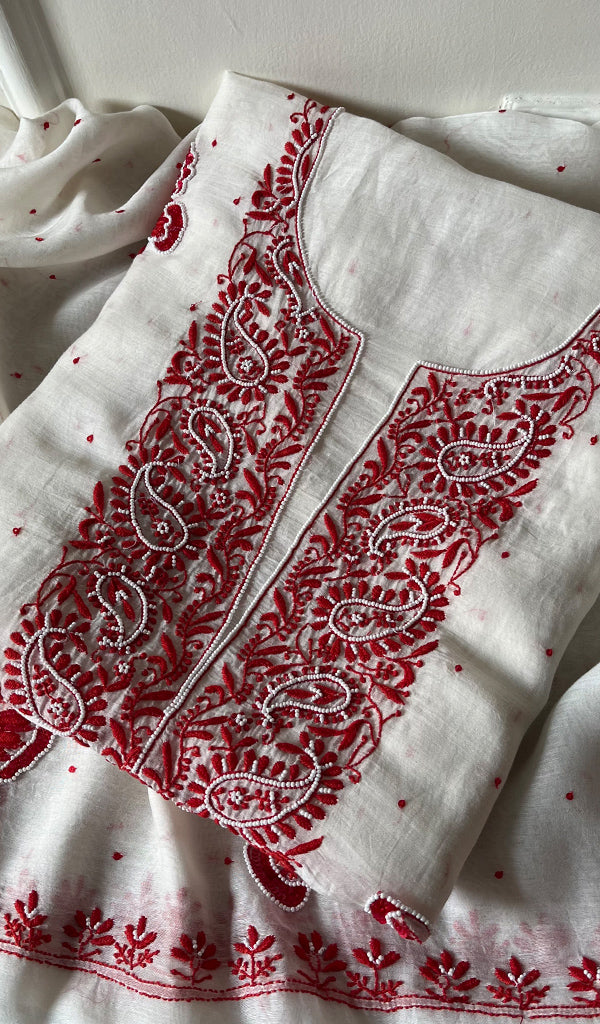 Titlee Women's Lakhnavi Handcrafted Mul Chanderi Kurta And Dupatta Set - HONC0282819