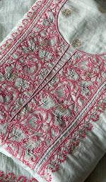 Load image into Gallery viewer, Women's Lakhnavi Handcrafted Mul Chanderi Unstitched Chikankari Full Suit - HONC03522040