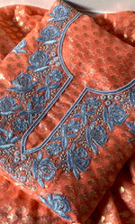 Load image into Gallery viewer, Women&#39;s Lakhnavi Handcrafted Chanderi Silk Unstitched Kurta And Dupatta Set - HONC0324542
