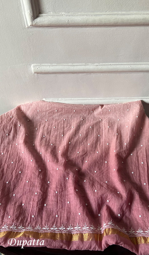 Jazba Women's Lakhnavi Handcrafted Mul Chanderi Unstitched Kurta And Dupatta Set - HONC0495494