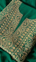 Load image into Gallery viewer, Women's Lakhnavi Handcrafted Pure Silk Georgette Chikankari Kurta And Dupatta Set - HONC0346863