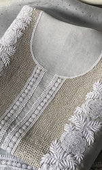 Load image into Gallery viewer, Rose Women's Lakhnavi Handcrafted Pure Organza Chikankari Unstitched Kurta And Dupatta Set- HONC0337709