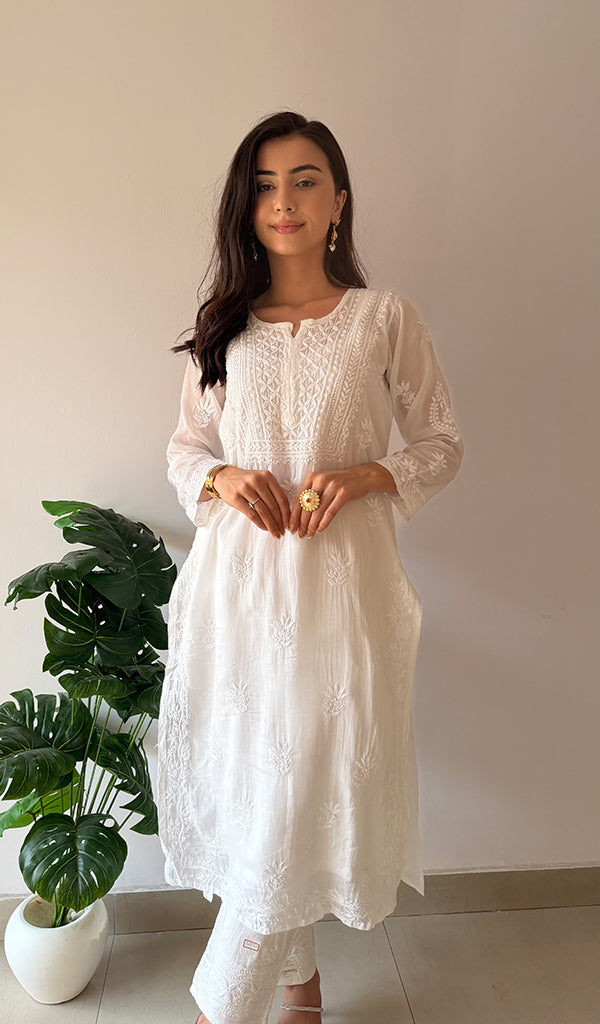 Women's Lakhnavi Handcrafted Cotton Chikankari Kurti - HONC0367967